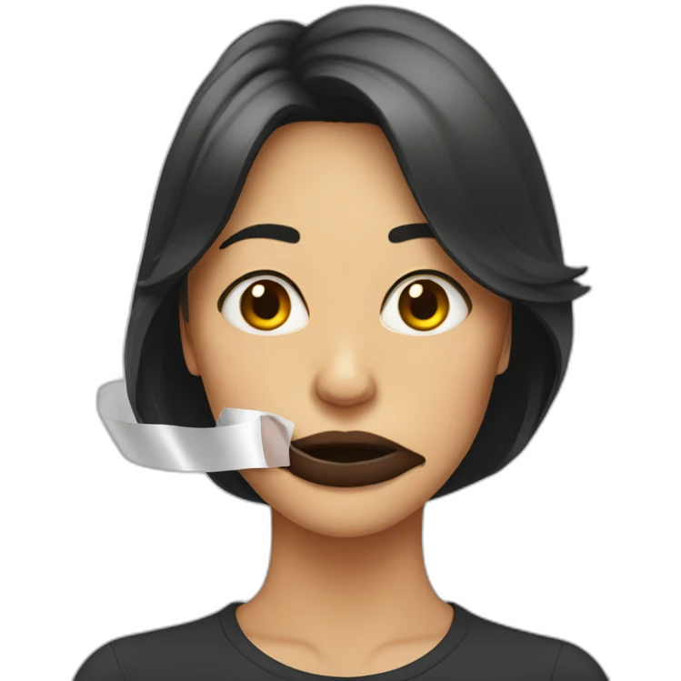 Woman tape mouth emoji