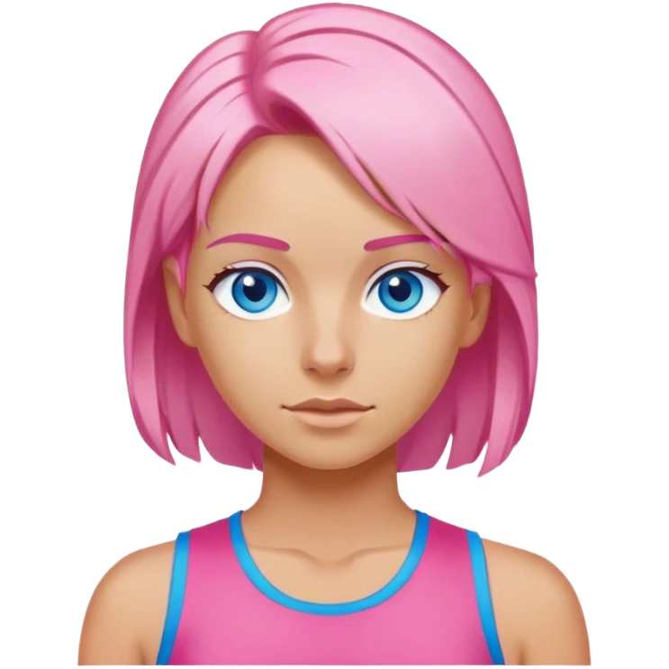 Blonde at the gym pink hair blue eyes emoji