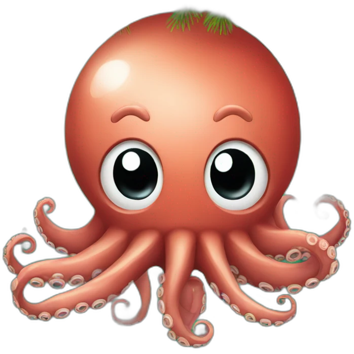 Octopus by a christmas tree emoji
