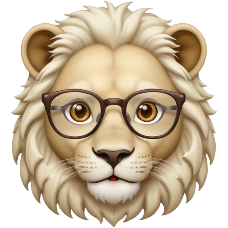White Lion with glasses on emoji