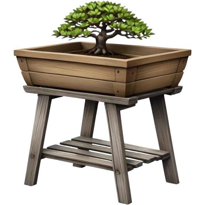 standing slanted bonsai pot Plant rack made from the wood of old oak pallets  emoji