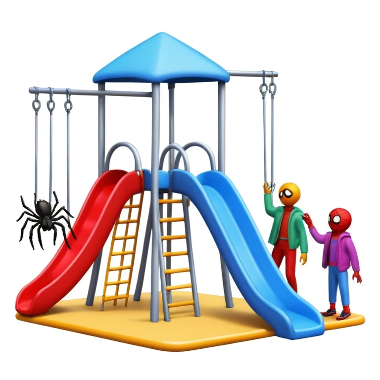 Playground giant people with tiny spider emoji