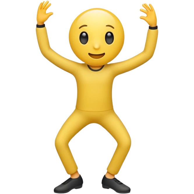 Create an regular circle emoji that has tiny legs at dance weird emoji