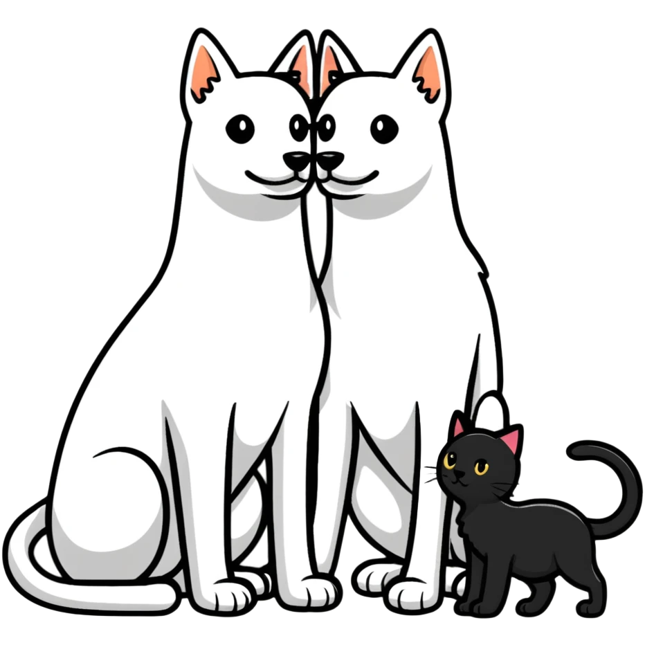 Tall dog small cat looking at each other emoji