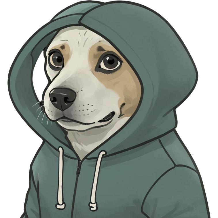 Dog wearing a hoodie emoji