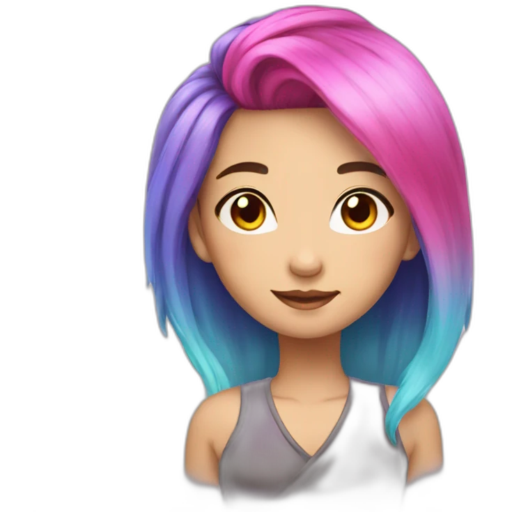 A beautiful Chinese with rainbow hair emoji