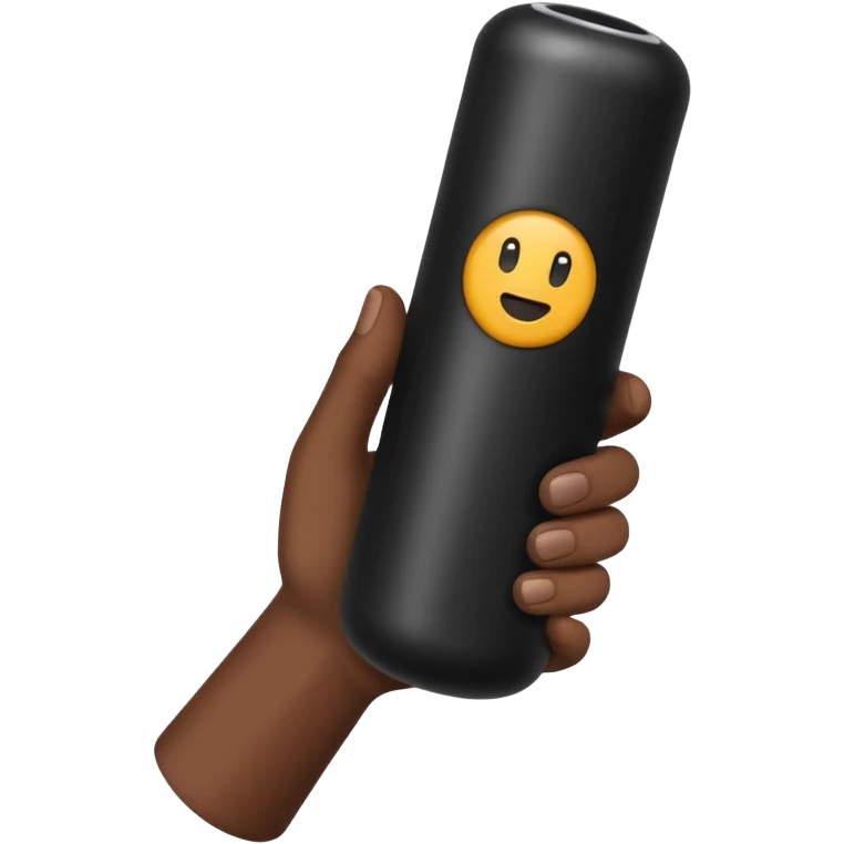 a hand holding a black tube emoji