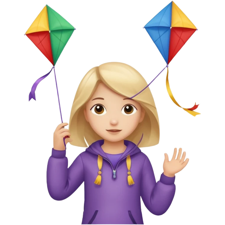 little girl kid holding kite emoji