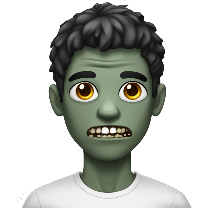 teen boy zombie with dark hair and white shirt emoji