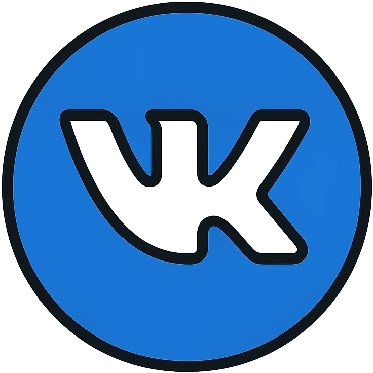 VK logo icon style, blue and white colors, modern minimalism emoji