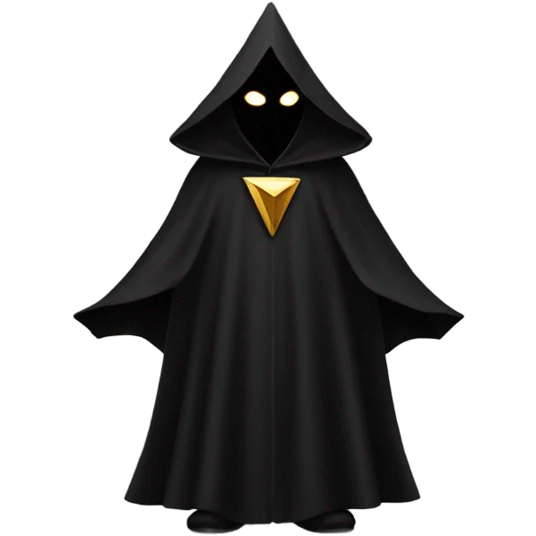 illuminati shadow figure standing in black cloak with gold trianle on chest emoji