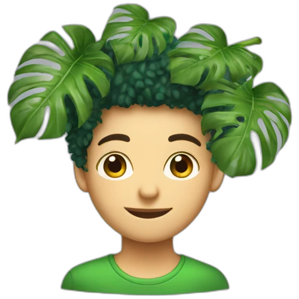 Young student with monstera deliciosa hair emoji