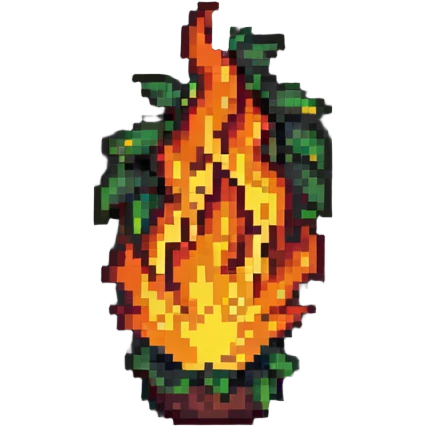 bush with fire flames engulfing it emoji