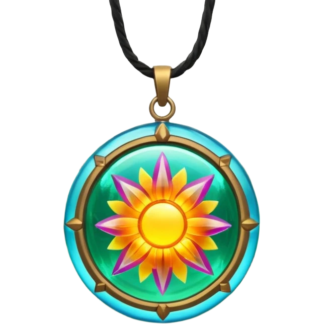 Abstract solarpunk amulett matte glass colorful clearing - an open space in a forest, light, spacious, minimal. emoji