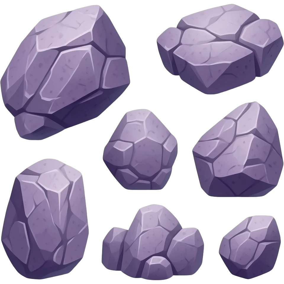 different emojis for rocks with more textures and purple emoji