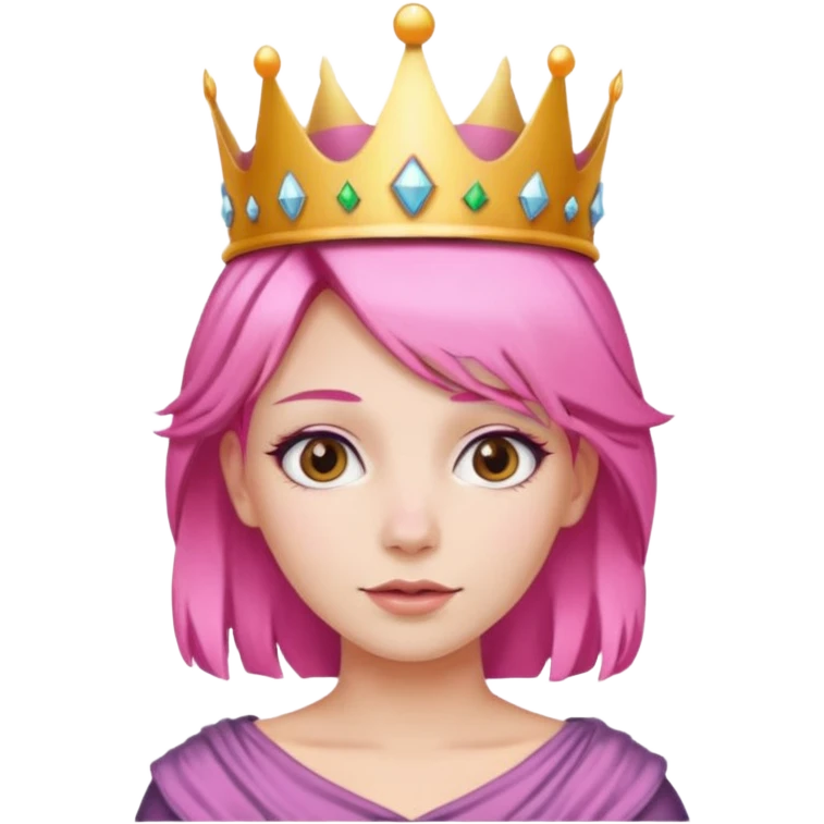 Pink hair woman wearing crown  emoji