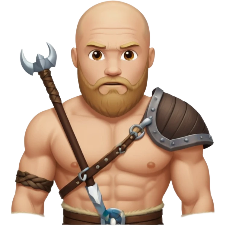 bearded Vikings with bald  with bulky body with Viking outfit emoji
