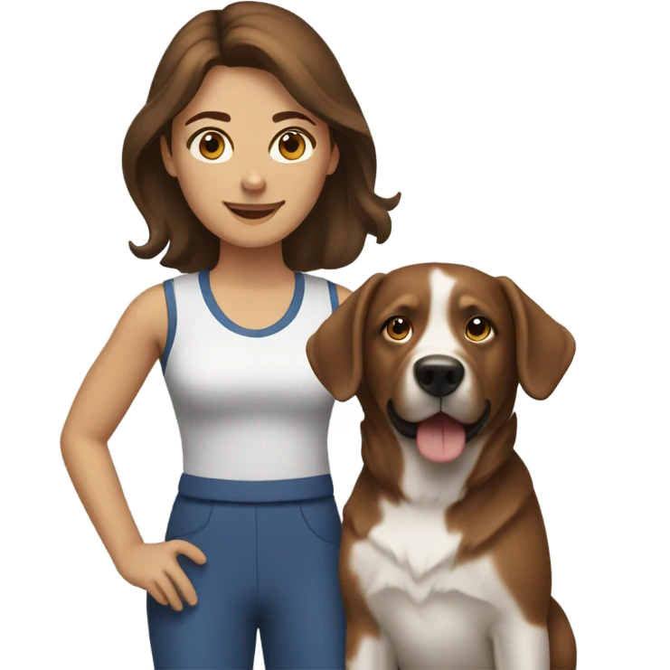 Brown hair woman dog trainer emoji