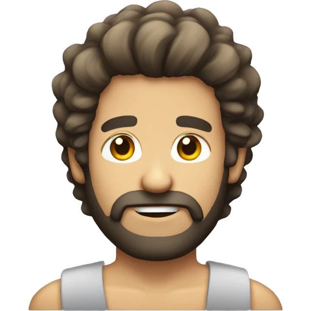 Bearded guy with a culy mullet hair emoji