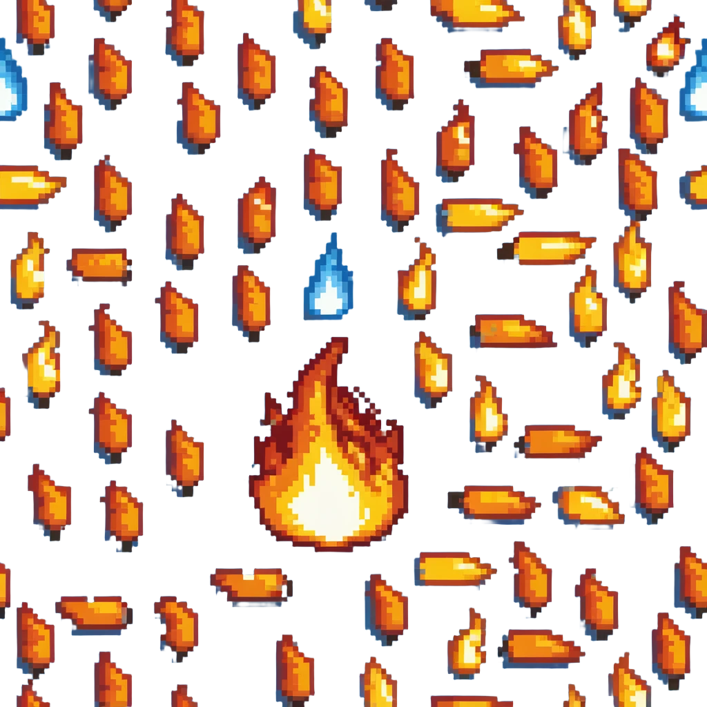 left fire end cap, flame tip pointing left, orange and yellow emoji