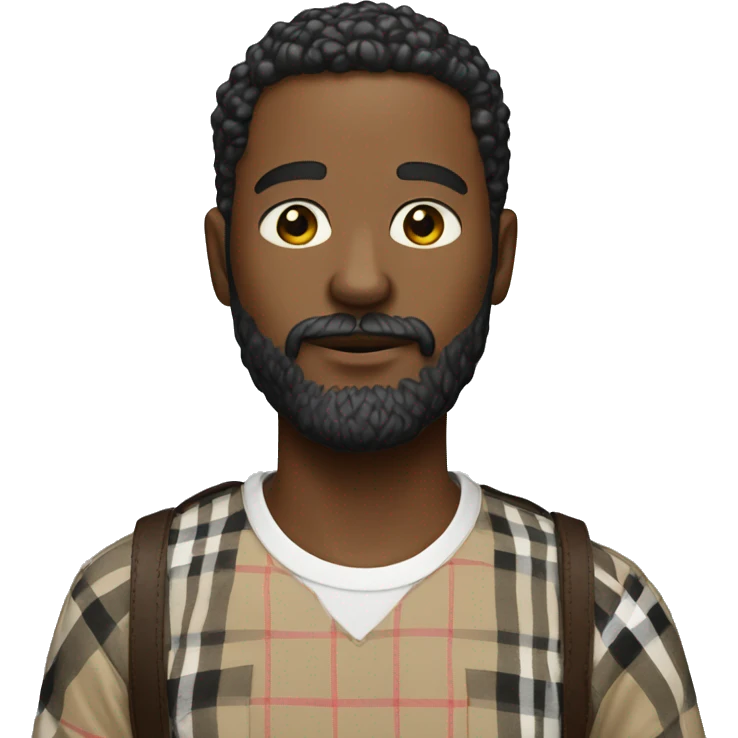 A man with beard wearing a burberry t shirt emoji
