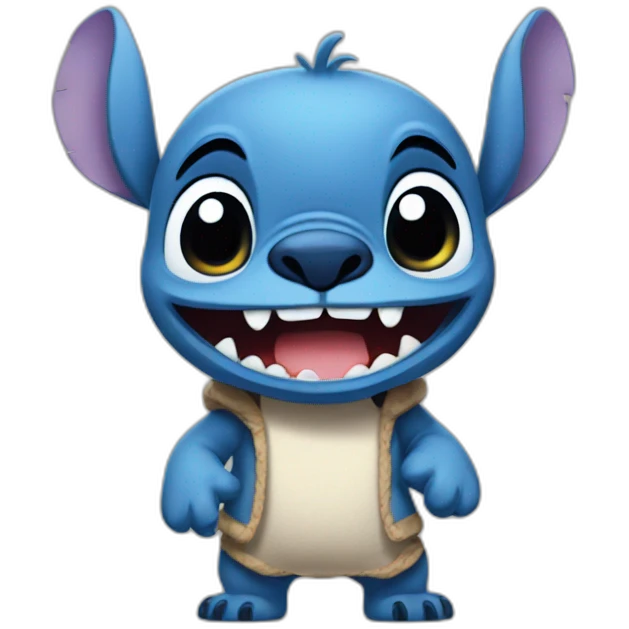 Stich qui dit bonjour emoji