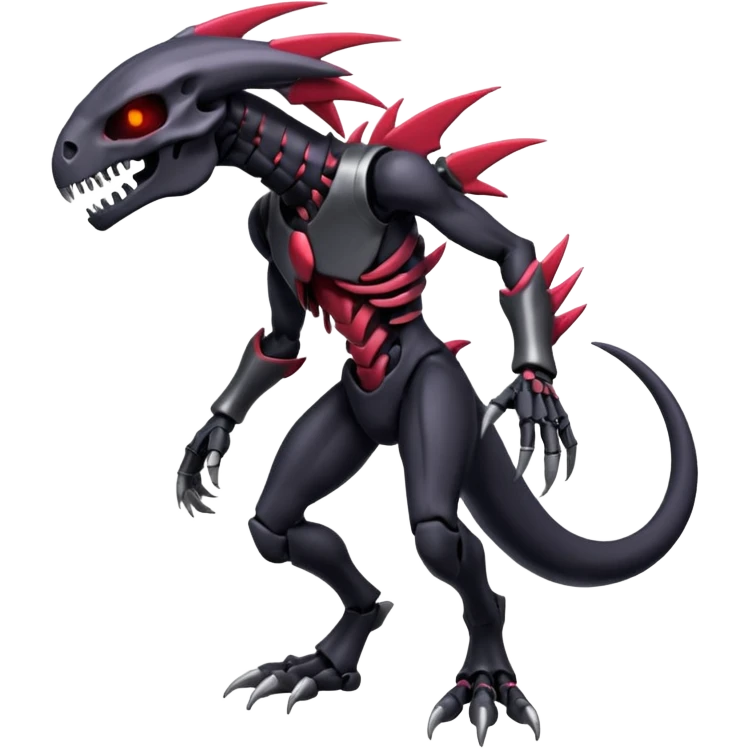 Shiny Futuristic Badass Spectral Dusky Spooky Skull-faced Cool Hot Stylish Handsome Salandit-Darkrai-Genesect-Fakémon-fusion (full body) emoji
