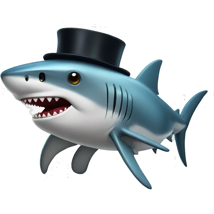 Shark with a top hat emoji