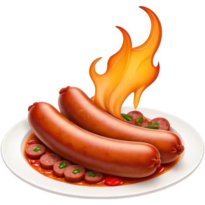 Cinematic Realistic Chorizo Dish Emoji, featuring spicy, robust sausage slices rendered with vivid textures and dynamic, appetizing lighting. emoji
