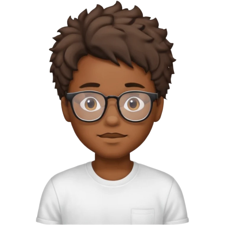 a black boy with a ondulado hair and a white t shirt and lentes  emoji