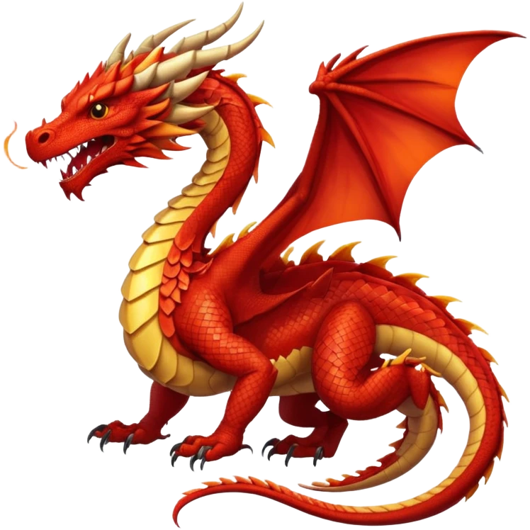 red western dragon breathing fire, wings spread emoji