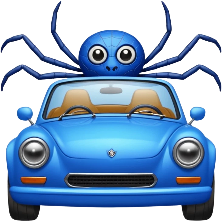 Spider driving blue car emoji