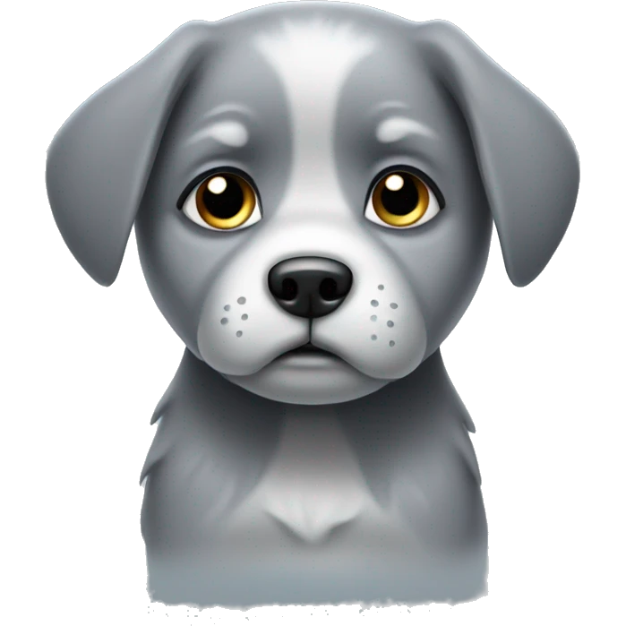Sad grey puppy with tears emoji