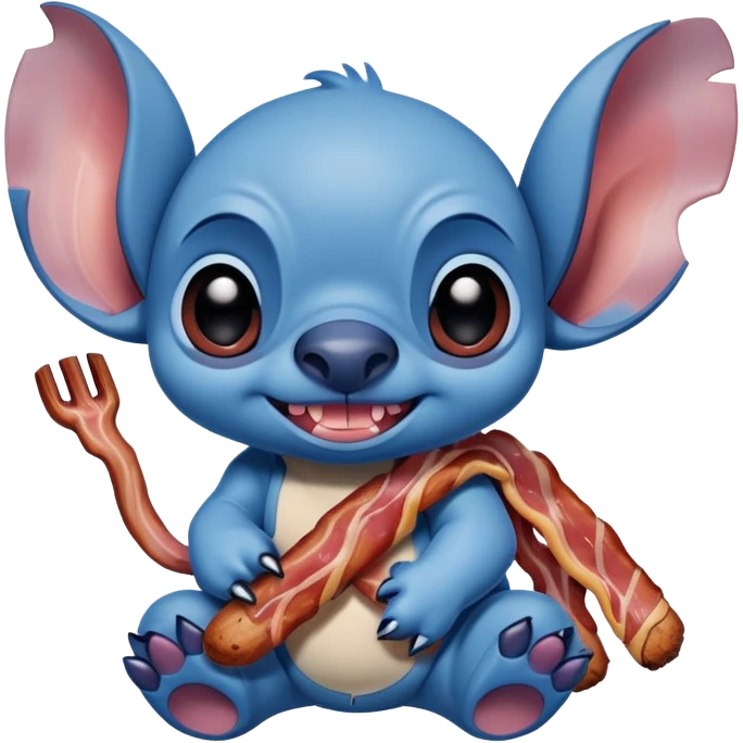 hungry Stitch with bacon emoji
