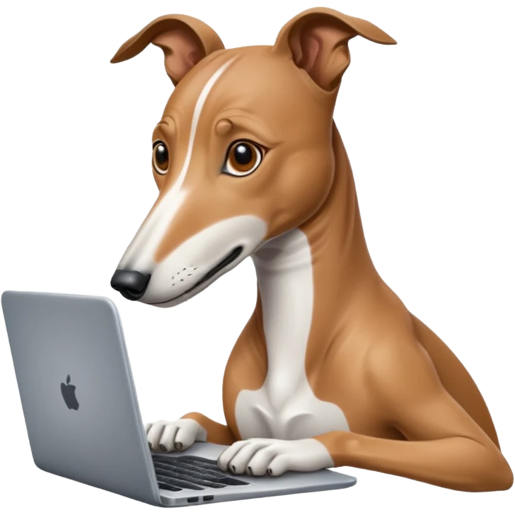 Greyhound with a laptop emoji