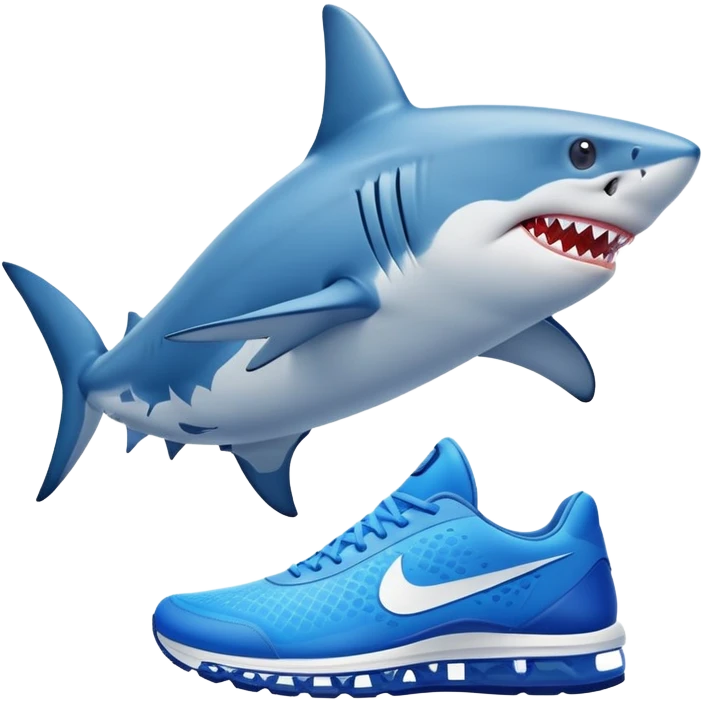 squalo che indossa scarpe nike azzurre emoji