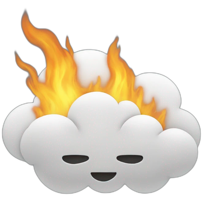 A cloud out of a hole burning emoji