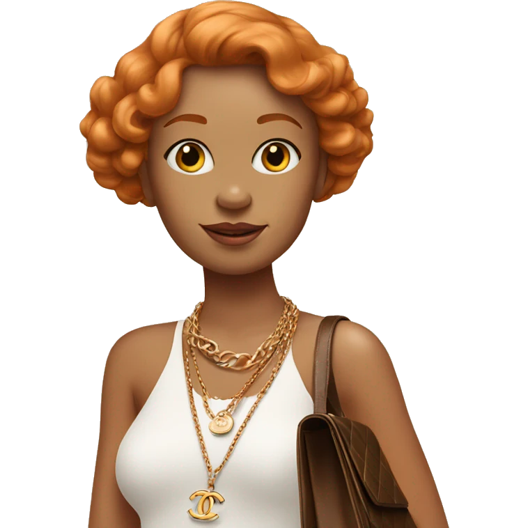 Ginger girl with Birkin bag and Chanel necklace emoji