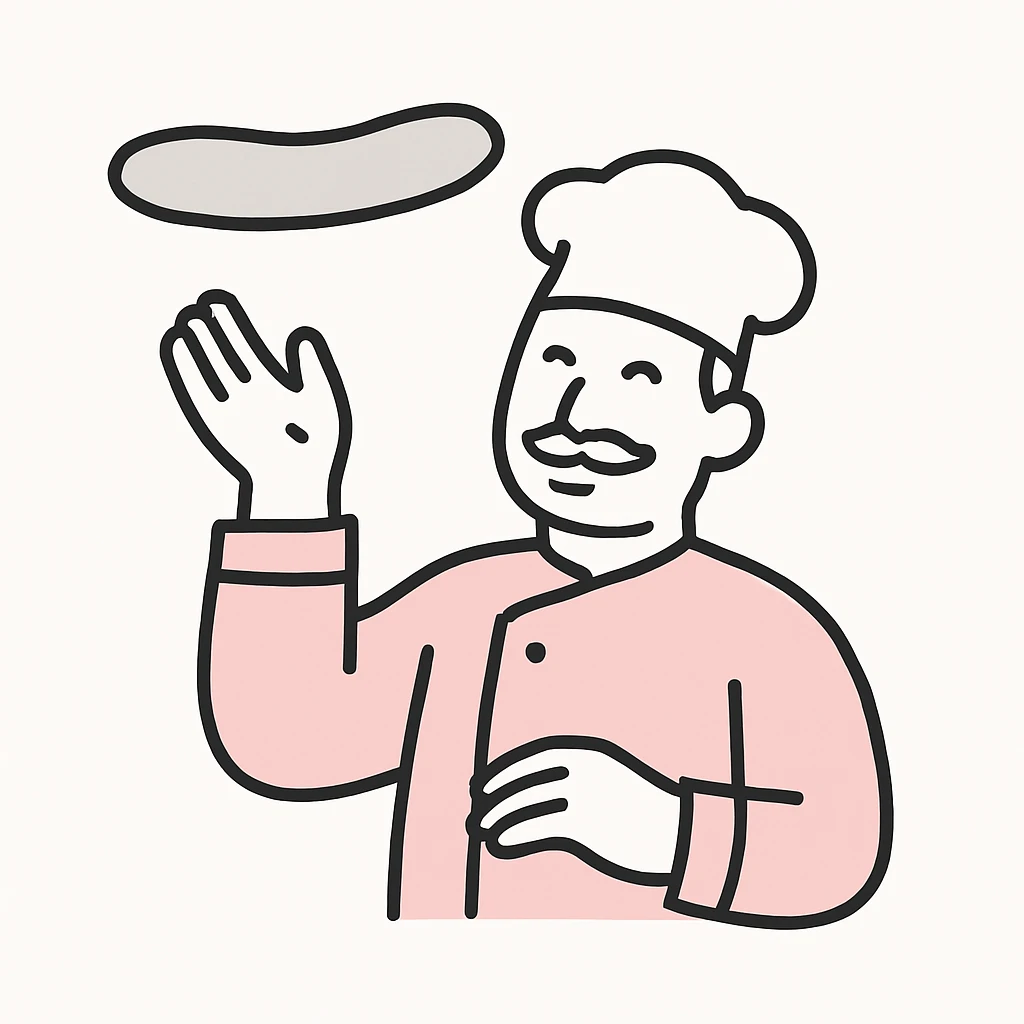 smiling Italian chef spinning pizza dough emoji