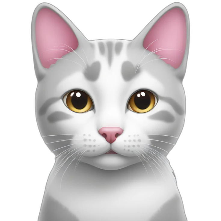 grey and white cat with pink nose emoji