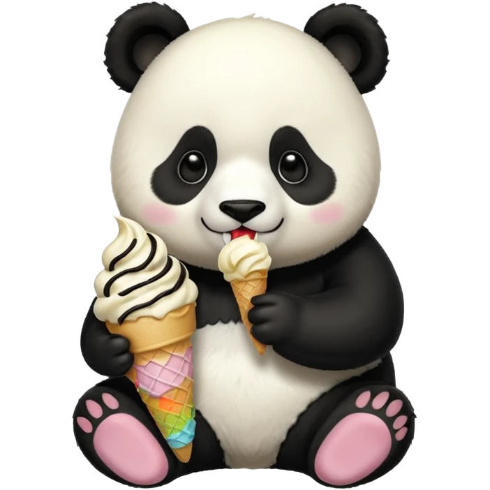 Panda eating ice cream emoji