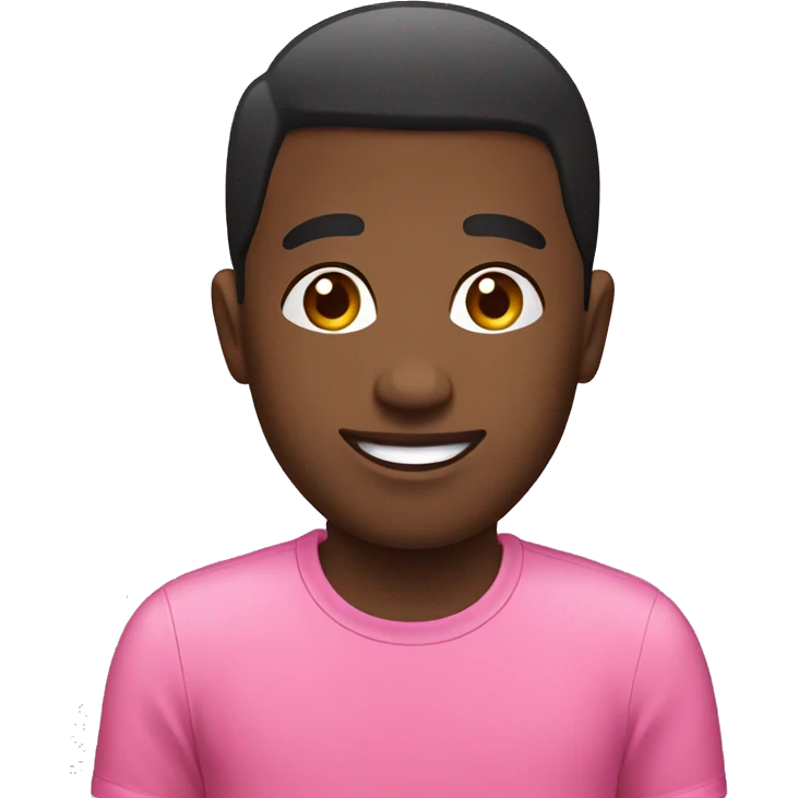 Black man emoji, pink t shirt, 
relieved looking at the right emoji