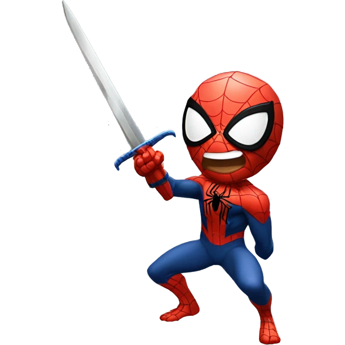 Spider-man with a sword in a slicing pose emoji