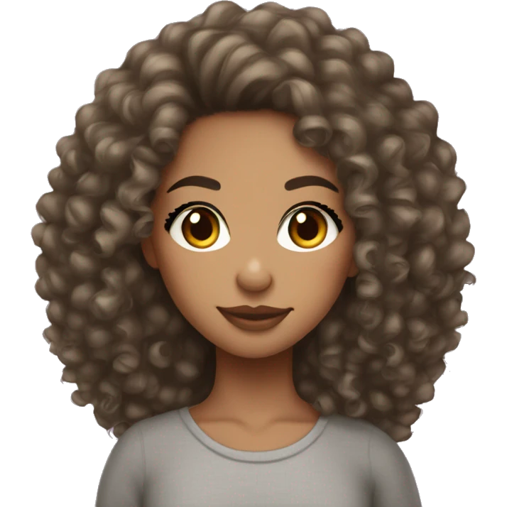 Lightskin girl with curly hair with lashes emoji