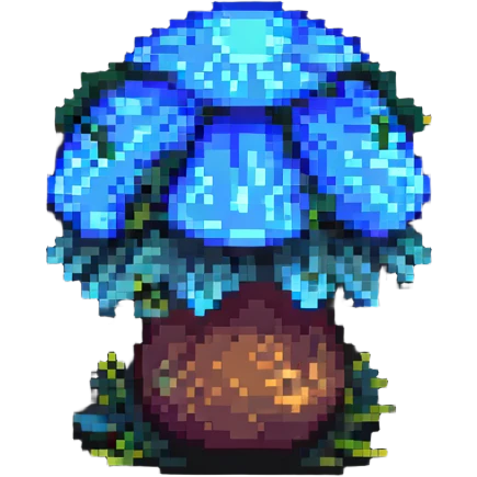 glowing blue mushroom pixel art emoji