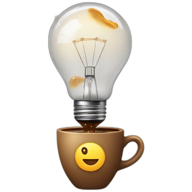 light bulb icon, with coffee splashes around emoji