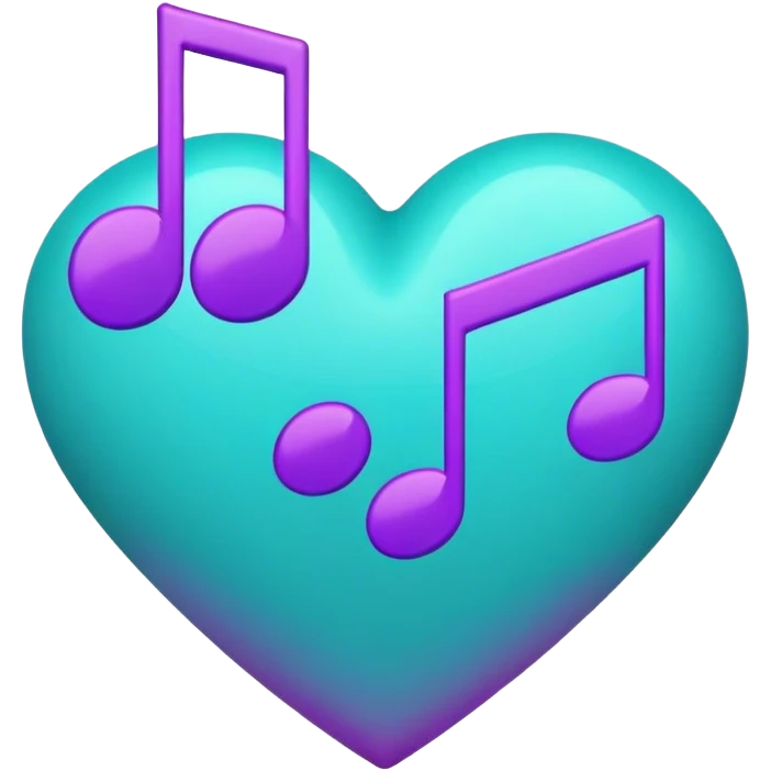 Teal and Purple music heart emoji