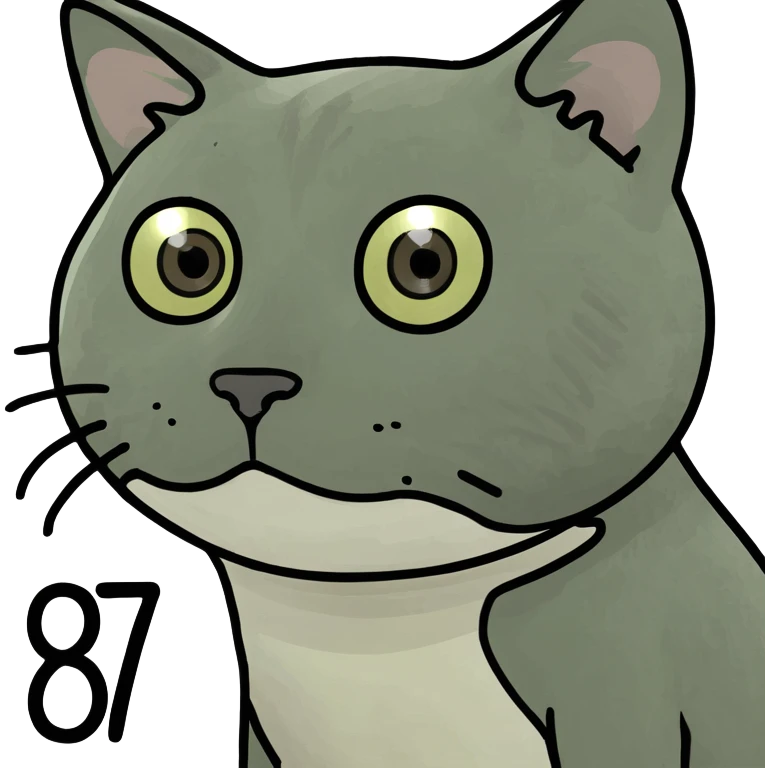 Cat showing the numbers 67 emoji