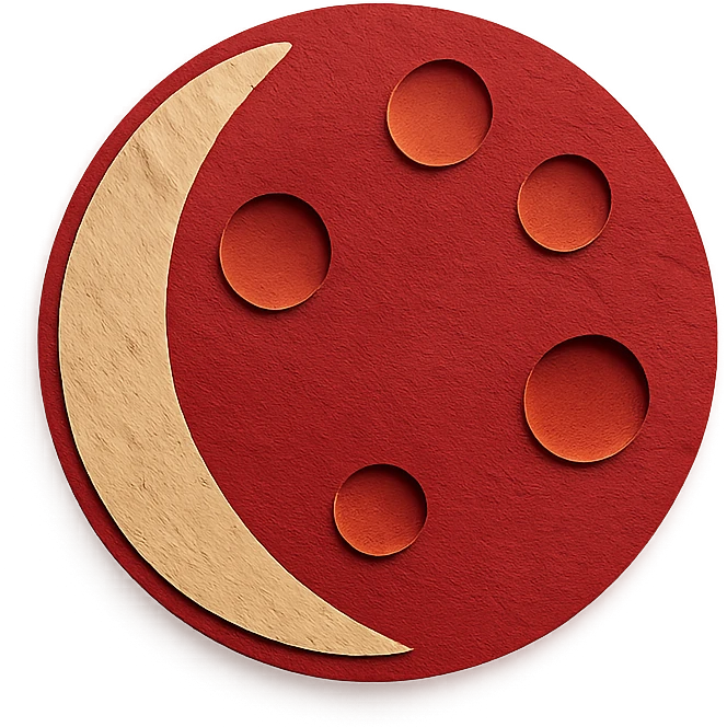 blood moon with smoother craters, two-tone fill: beige and dark red emoji