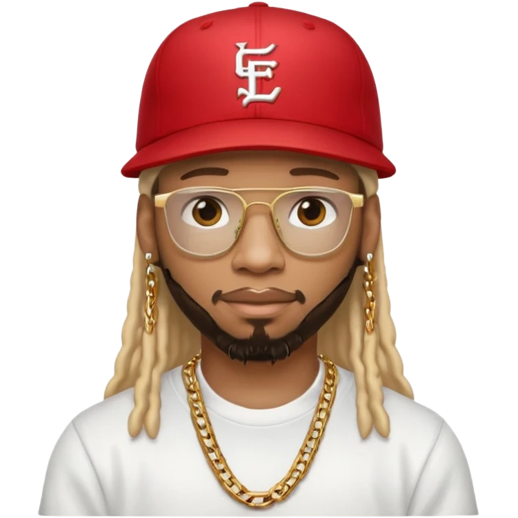 Lil jon with red baseball hat, white t shirt and gold chain  emoji